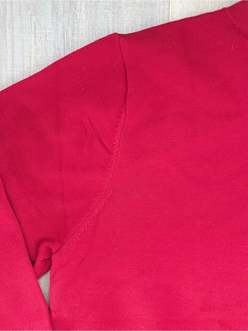 Jones New York Red Quilted Knitted Sweater Cozy Women’s Cardigan Jacket - Picture 9 of 10